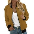 thumbnail image 1 of Mrat Corduroy Jacket Women Casual Printed Pocket Cropped Puffer Jacket Outwear & Jackets Shacket Jacket Zippered Coat Yellow XL, 1 of 5