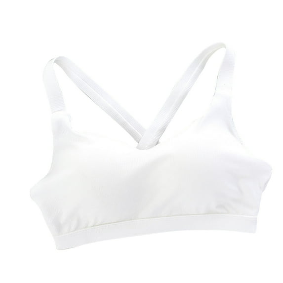 Mrat Cotton Bras for Women Wirefree Womens Seamless Ribbed Sports Bra Racerback Padded Slim Fitting Bras Underwear Gathered Suspender Bralettes Running Sports Bra S-202 White XL