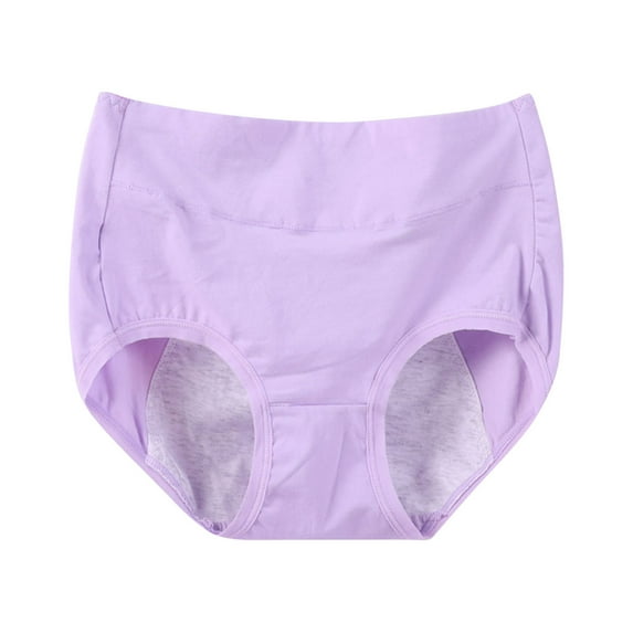 Mrat Cotton Briefs for Women Women's Large Solid Color Leak Proof Menstrual Underwear Women's Underwear Cotton S-264 Purple XXL