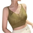 thumbnail image 1 of Mrat Cotton Sports Bras for Women Women's Lace Bra T-Shirt Bra Seamless Longline Cropped Tank Underwear Bras S-435 Yellow L, 1 of 4