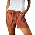 thumbnail image 1 of Mrat Cozy Wide Legs Half Short Womens Plus Size Comfy Drawstring Casual Elastic Waist Pocket Loose Shorts Pants Pull On Pants for Women S-10 Orange 3XL, 1 of 4