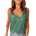 thumbnail image 1 of Mrat Crochet Tank Tops Women's Fashion Sleeveless Lace Color V-Neck Blouse Classic Tank Tops S-460 Green XL, 1 of 5