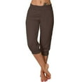 thumbnail image 1 of Mrat Cropped Sweatpants Women Jogger Capris Clastic Waisted Workout Loose Fitting Sweat Pants Solid Athletic Capris with Pockets S-16 Coffee 3XL, 1 of 6