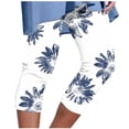 thumbnail image 1 of Mrat Cropped Yoga Pants for Women Beach Capris Legging Stretchy Pants High Waisted Lightweight Capris Floral Print Workout Jogging Tights S-9 White 4XL, 1 of 5