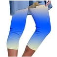 thumbnail image 1 of Mrat Cropped Yoga Pants for Women Plus Size Knee-Length Gradient Beach Capris Legging Stretchy Pants Lightweight Capris Workout Jogging Tights S-19 Blue L, 1 of 5