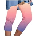 thumbnail image 1 of Mrat Cropped Yoga Pants for Women Plus Size Knee-Length Gradient Beach Capris Legging Stretchy Pants Lightweight Capris Workout Jogging Tights S-19 Orange L, 1 of 5