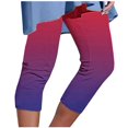 thumbnail image 1 of Mrat Cropped Yoga Pants for Women Plus Size Knee-Length Gradient Beach Capris Legging Stretchy Pants Lightweight Capris Workout Jogging Tights S-19 Red-A XL, 1 of 5