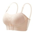 thumbnail image 1 of Mrat Cute Training Bras for Women Women Strapless Bra Front Buckle Strap Detachable Shoulder Strap Slip Large Size Beautiful Back Bra Sports Underwear S-476 Beige 3XL, 1 of 6