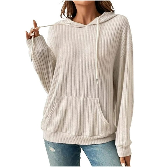 Mrat Cute Winter Coats Casual Women's Hooded Collar Neck Summer Qutwear Pocket Gradient Regular Women's Long Sleeve Wind Breaker Ladies Jacket S-19 Beige S