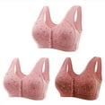 thumbnail image 1 of Mrat Daisy Bras for Older Women, 3pc New Comfy Convenient Front Close Button Soft Daily Bras Wireless Tank Bra S-84 Coffee 3XL, 1 of 6