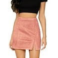 thumbnail image 1 of Mrat Denim Skirts Fashion Women High Waist Solid Color Slim Zipper Casual A-Line Skirt Cargo Mini Skirts S-77 Pink-A XL, 1 of 5