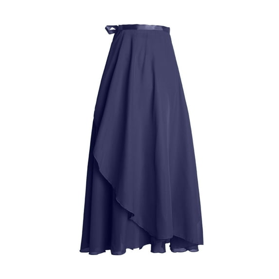 Mrat Denim Skirts Women Wrap Skirt Ladies Long Skirts Chiffon Dance Sheer Skirt Summer Beach High Waisted Skirts Gothic Skirts S-25 Dark Blue One Size