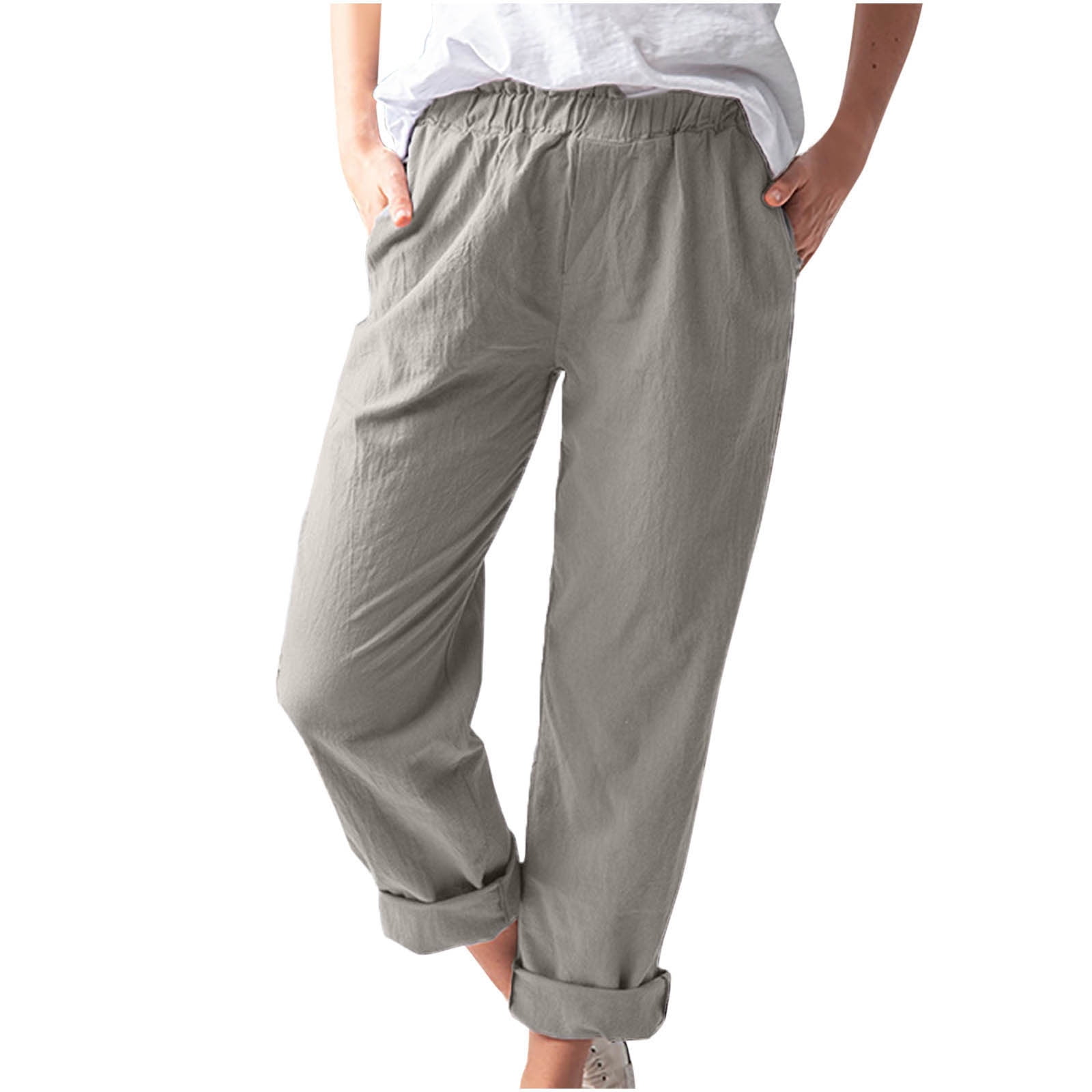 Mrat Elastic Waist Quick Dry Pants Women Casual Solid Color Pockets ...