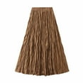 thumbnail image 1 of Mrat Elegant Skirts Women's Fashion Classic High Waist Flowing Skirt Slimming Elastic Waist Skirt Summer Spring Skirts S-54 Coffee One Size, 1 of 7