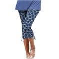 thumbnail image 1 of Mrat Fashion Pants for Women Summer Casual Capris Ladies Comfy Athletic Sweatpants with Pockets Printed Soft Stretchy Pants Seamless Legging Blue_AA L, 1 of 5