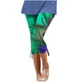 thumbnail image 1 of Mrat Fashion Pants for Women Summer Casual Capris Ladies Comfy Athletic Sweatpants with Pockets Printed Soft Stretchy Pants Seamless Legging Green_AA L, 1 of 5