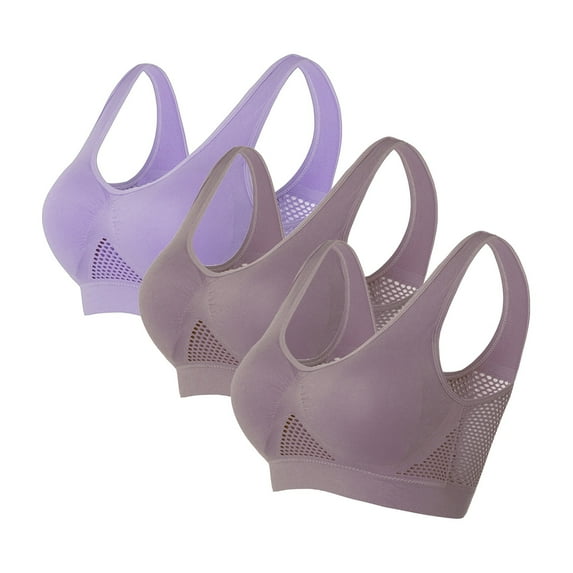 Mrat Fashion Sports Bra for Women 3pc Breathable Cool Bra Women Seamless Sports Mesh Bra Yoga Large Size Bra with Removable Pads S-127 Multicolor 4XL