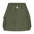 thumbnail image 1 of Mrat Fish Tail Skirts Women's Zipper Button High Waist Short Skirt Summer Solid Irregular Pockets Skirt Womens Cute Skirts S-168 Green M, 1 of 4