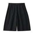 thumbnail image 1 of Mrat Flare Sweatpants Ladies Women's Summer Printed Five Points Large Size Cotton Linen Pants Casual Pants Shorts Padded Bike Shorts Women S-127 Black M, 1 of 7