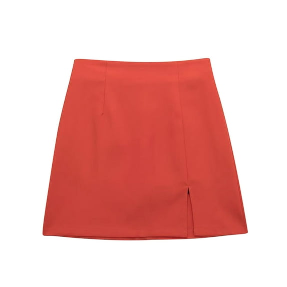 Mrat Flared Skirts Women's New Fashion Style Long Sleeve Solid Color Double Breasted Suit Short Skirt Midi Skirts S-117 Orange S