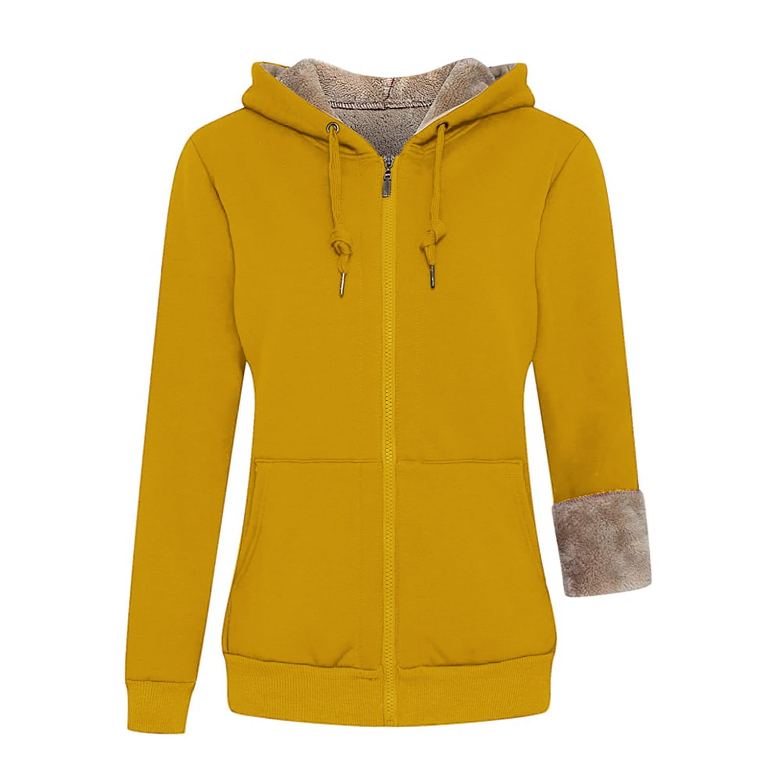 Fopia women fleece jackets sherpa lined hooded sweatshirt warm solid