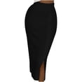 thumbnail image 1 of Mrat Floral Beach Skirts Women's Fashion Slit Sweater Dress Slim Body Skirt Skirts Knee Length S-59 Black L, 1 of 6