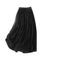 thumbnail image 1 of Mrat Floral Midi Skirt Women's Summer Solid Elastic Waist Cotton Linen Ankle Beach Skirt Renaissance Skirt S-34 Black XL, 1 of 8