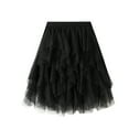 thumbnail image 1 of Mrat Fringe Skirt Women Versatile Solid Color Short Skirt Mesh Skirt Multilayer Short Skirt Skater Skirts S-42 Black One Size, 1 of 7
