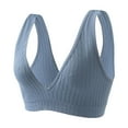 thumbnail image 1 of Mrat Front Closure Sports Bras for Women Womens V-Neck Sports Bras Seamless Yoga Bra U Back Wireless Sleepwear Ribbed Bras Front Closure Sports Bras for Lady S-195 Blue L, 1 of 3