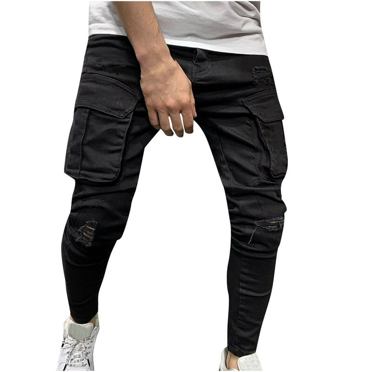 Mrat Full Length Pants Jeans Pencil Pants for Work Men's Mid