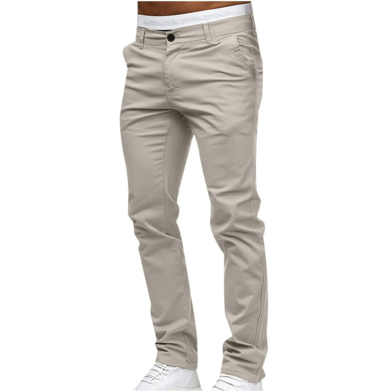 Mrat Full Length Pants Long Lounge Pant Men's Casual Button Open Slim Fit  Straight Solid Color Trousers Exercise Pants 