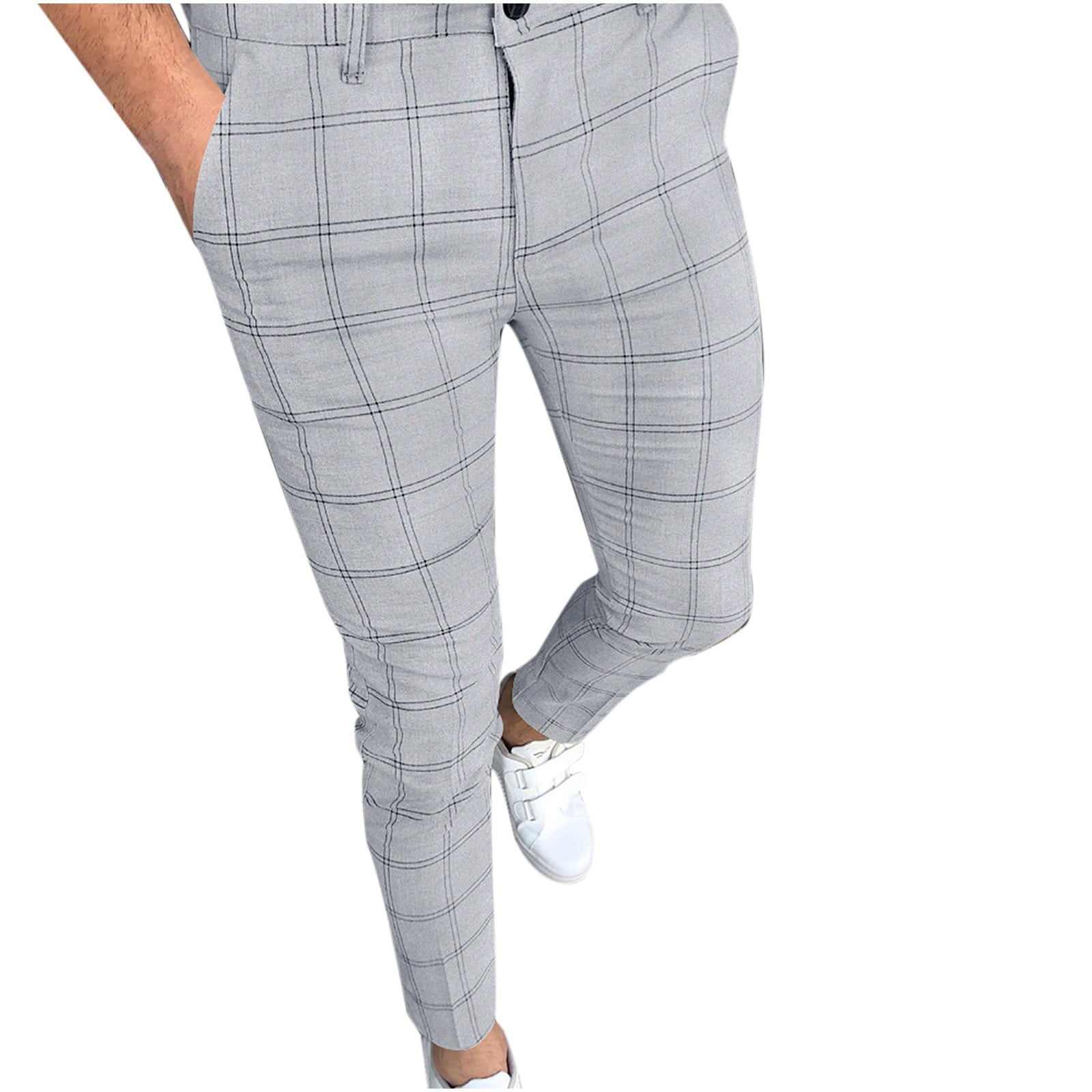Mrat Full Length Pants Outfits For Women Pants Men Fashion Comfortable Pants  Casual Plaid Flat-Front Skinny Business Pencil Long Yoga Pants Female 