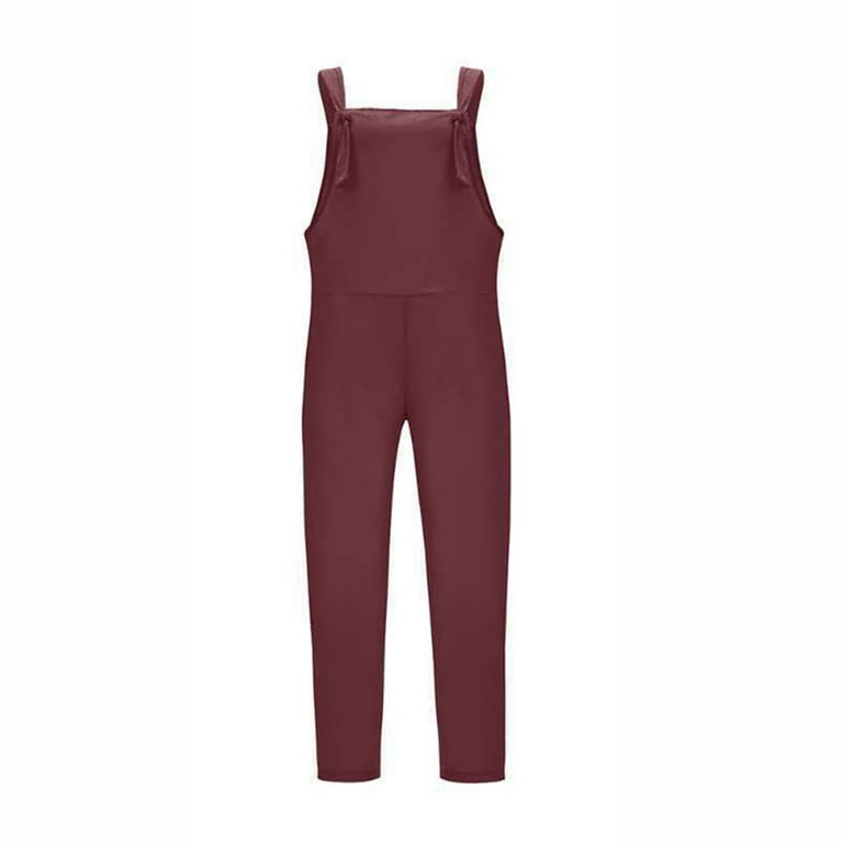 Women Loose Cotton Linen Jumpsuit Dungarees Playsuit Straps Overalls  Trousers Ladies Sleeveless Baggy Pockets Long Pants 