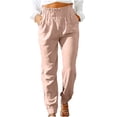 thumbnail image 1 of Mrat Full Length Pants Women's Overalls Jumpsuit Fashion Ladies Summer Casual Loose Cotton And Linen Pocket Solid Trousers Pants Female Wide Leg Pants, 1 of 7