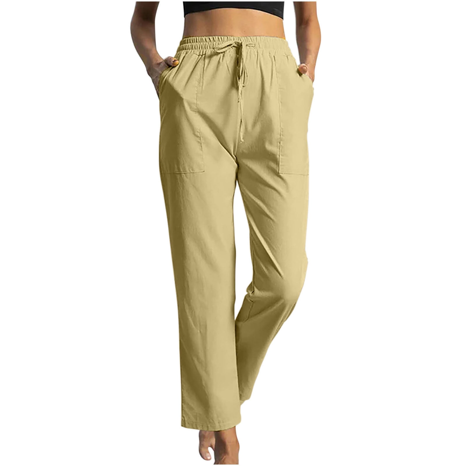Mrat Full Length Pants Women s Wear Work Ladies Solid Cotton Linen Ankle Length Pokets Casual Elastic Trousers Long Workout Running Legging a9ea249c f0b0 4eda 860b 6d13d3d3434f.2eb6d94fad3f9b8d253c780e5f8dcd64