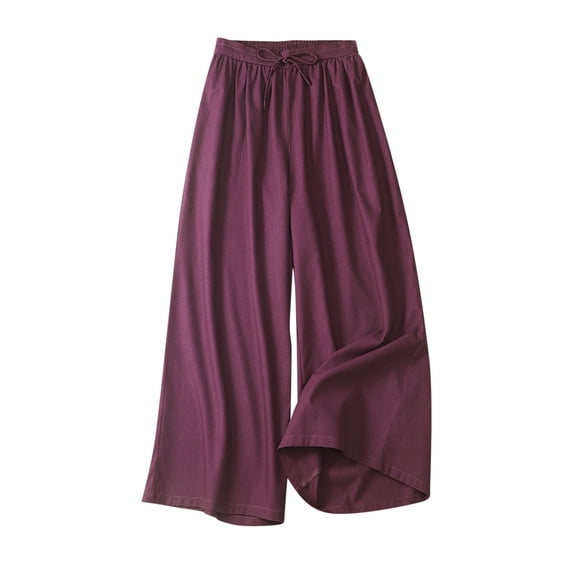 Mrat Full-Length Pants Womens Wide Leg Sweatpants High Waisted Sweatpants Sport Jogging Loose Comfy Trousers Cotton Linen Palazzo Pants Paper Bag Pants Plus Size Trousers