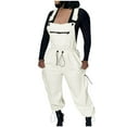 thumbnail image 1 of Mrat Gym Jumpsuits Womens Fleece Overalls Onepiece Jumpsuits Adjustable Suspender Straps Warm Winter Fuzzy Ski Pants Dress Athletic Pants S-14 Beige S, 1 of 5