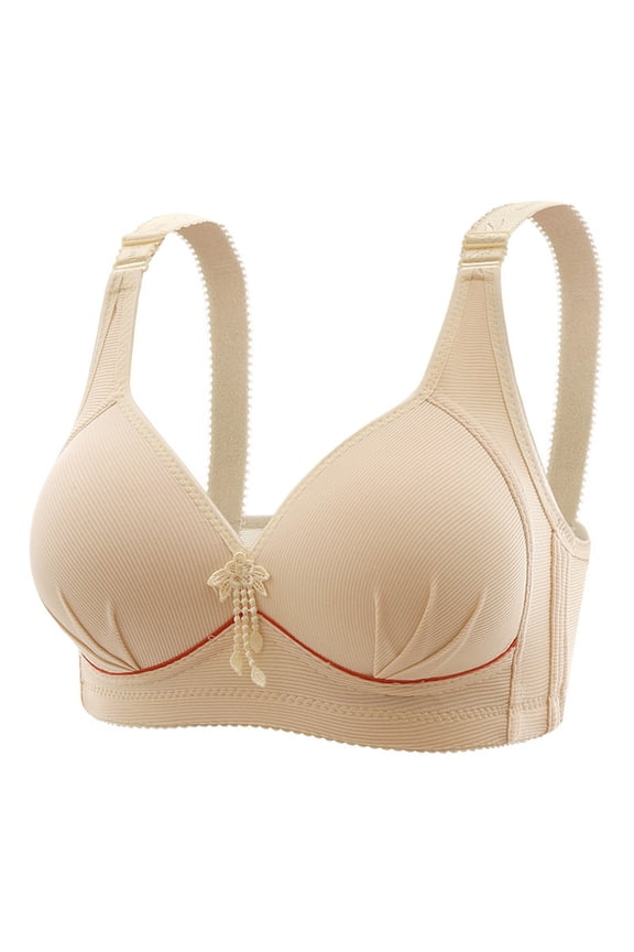 Half Bras for Women Fashion Comfortable Woman'S Lace Beauty Back Strap Wrap Plus Size Bra Push Up Bra No Underwire S-2024 Khaki 80