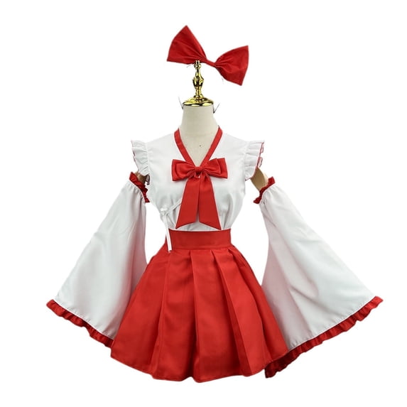 Mrat Halloween Costumes Womens Cute Maid Outfit with Matching Girl Dress Women's Clothing Master Set with Bow Tie Party S-140 Red-a XXL