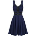 thumbnail image 1 of Mrat Halloween Dress for Women Plus Size Costumes Suspenders Strap Lace up Gothic Dresses S-101 Dark Blue M, 1 of 5