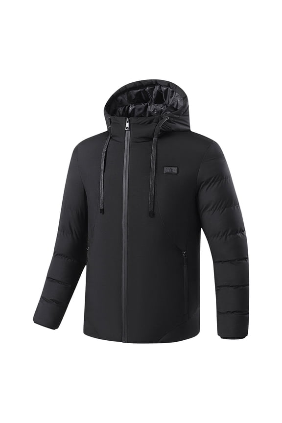 Heated Jackets for Men Women No Battery Pack, Electric Heated Coat Unisex Heating Winter Coat Heat Jacket Ladies Lightweight Rain Jacket with Hood Black XL