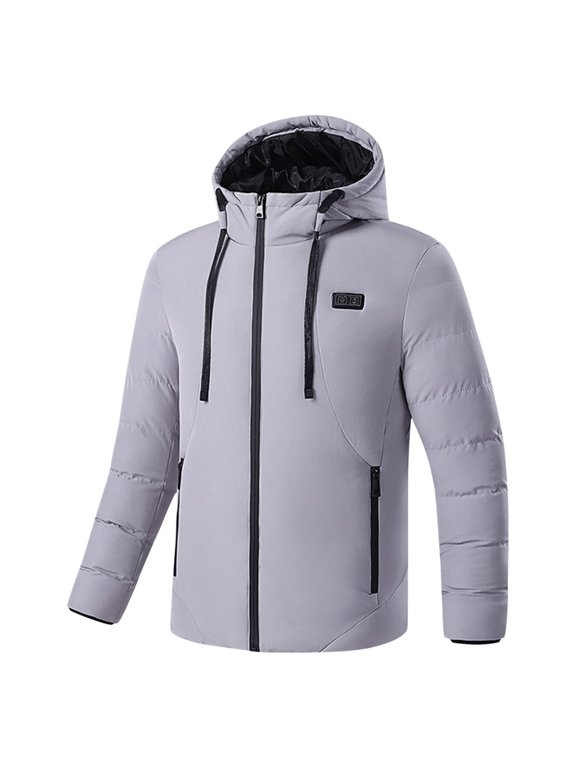 Mrat Heated Jackets for Men Women No Battery Pack, Electric Heated Coat Unisex Heating Winter Coat Heat Jacket Coat for Lady Gray M