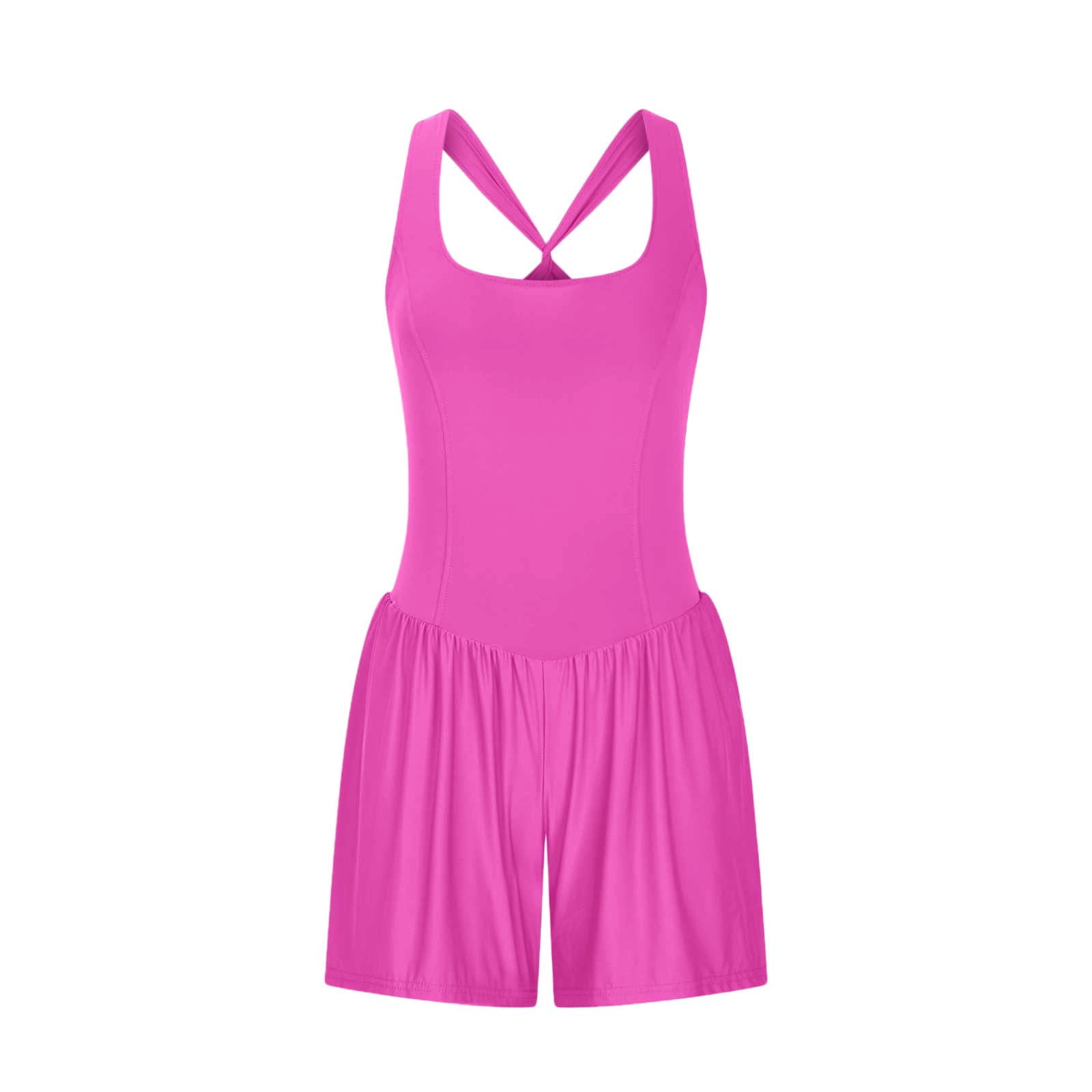 High-Elastic Waist Pants Womens Athletic Workout Romper Summer Running Exercise Jumpsuits One-Piece Outfits Gym Yoga Clothes Ladies Workwear Pants S-48 Pink-A XL