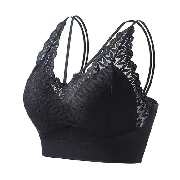 Mrat High Impact Sports Bra Women 38Dd Bras Women Training Bra Style M-553 Big & Tall Size Female Bralette V-Neck Hook and Eye Bra Closure Lace Bralette Black XL
