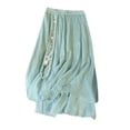 thumbnail image 1 of Mrat High Slit Skirts Women's Summer Loose Retro Elastic Waist Full Length Embroidery Skirt Double Layer Flowing Cotton and Linen Gauze Skirt Crochet Skirt S-37 Mint Green XL, 1 of 9