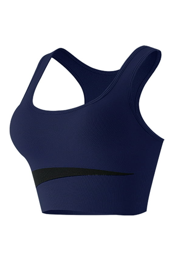 High Support Sports Bras for Women Yoga Comfortable Wireless Bras Wireless Bras No Wire Underwear Sports Bras Navy_B L