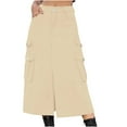 thumbnail image 1 of Mrat High Waist A-Line Skirts Women's Spring/Summer Denim Casual Wear Pocket Skirt Casual Mid Length Skirt Scooter Skirt S-109 Khaki M, 1 of 6