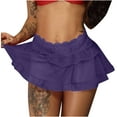 thumbnail image 1 of Mrat High Waist Skirt Women's High Waist Solid Color Mesh Skirt Lingerie Panties Chiffon Skirts S-39 Purple XL, 1 of 8