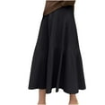 thumbnail image 1 of Mrat High Waisted Maxi Skirt Women's Long Knitted Sweater with High Waist and Pleated A-Line Skirt Jean Skirts S-60 Black One Size, 1 of 9