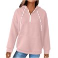 thumbnail image 1 of Mrat Hooded for Women Solid Raglan Sweater Hooded Cute Hoodies Drawstring Pullover Cute Hoodies Quilted Ladies Hooded Blouse Quarter Zipper Long Sleeve Tops Casual Sweatshirts L, 1 of 5